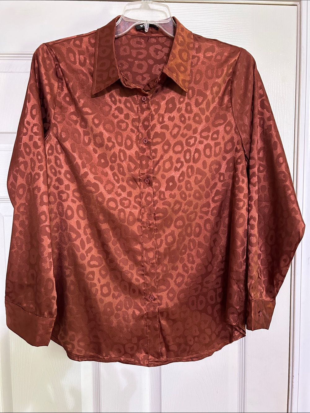 Satin Leopard Button-Up